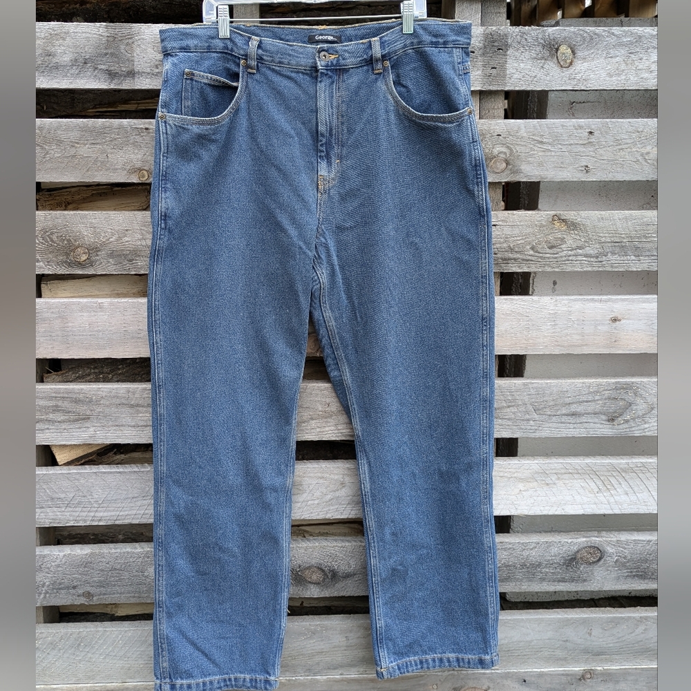George Men's Denim Blue Jeans Medium Wash Size 38/30 Casual Comfortable